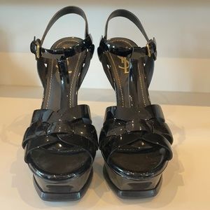 Gently used YSL black patent tributes sz 38